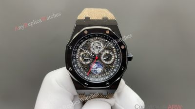Audemars Piguet Royal Oak 41mm Cal.5134 Movement 316L Steel Complication Khaki Canvas and Leather Band Watch